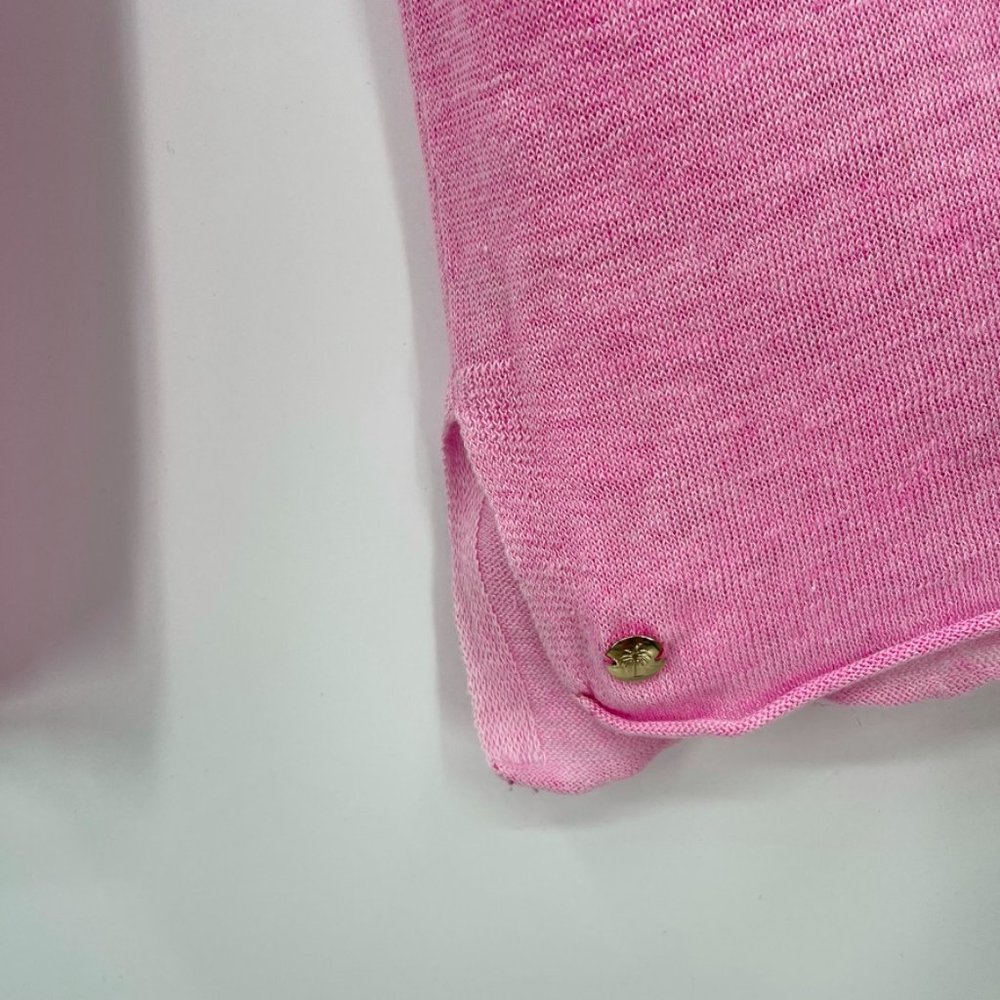 Lilly Pulitzer Alana Long Sleeve Linen Top Pink XS - Picture 4 of 10